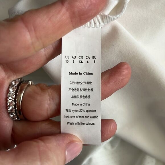 Qinsen Square Neck Bodice Tank Flare Dress White Size 10 NWT - Picture 7 of 11